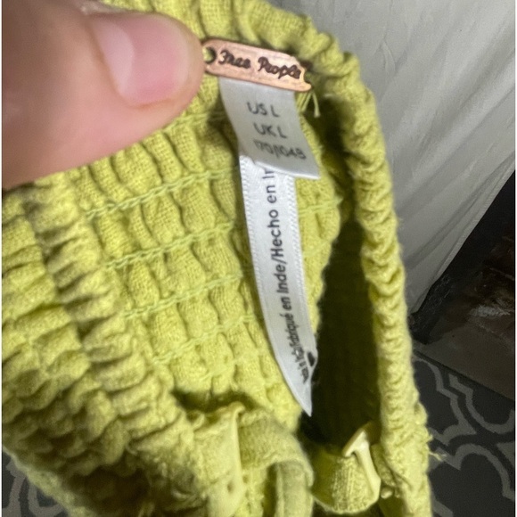 Free People Lime Green Sweet Heart Neckline Crop Top Tank Size Large - Picture 5 of 7